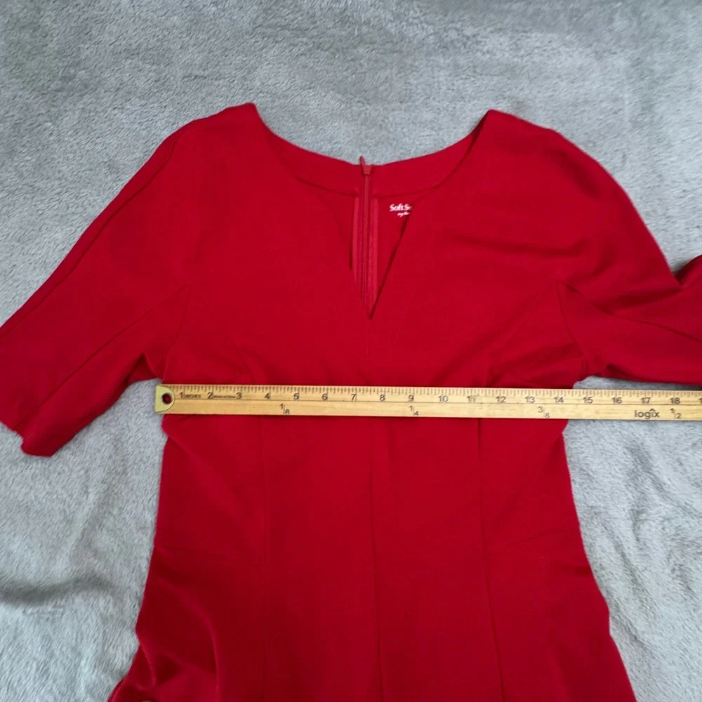 Soft Surroundings Dress Women's Size‎ 8 Red Short Sleeve Rear Zip - Picture 7 of 13